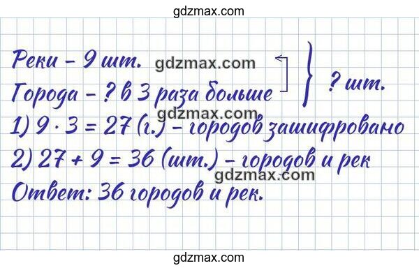 Решение - В головоломке зашифровано 9 названий рек, а названий городов в 3 раза больше.